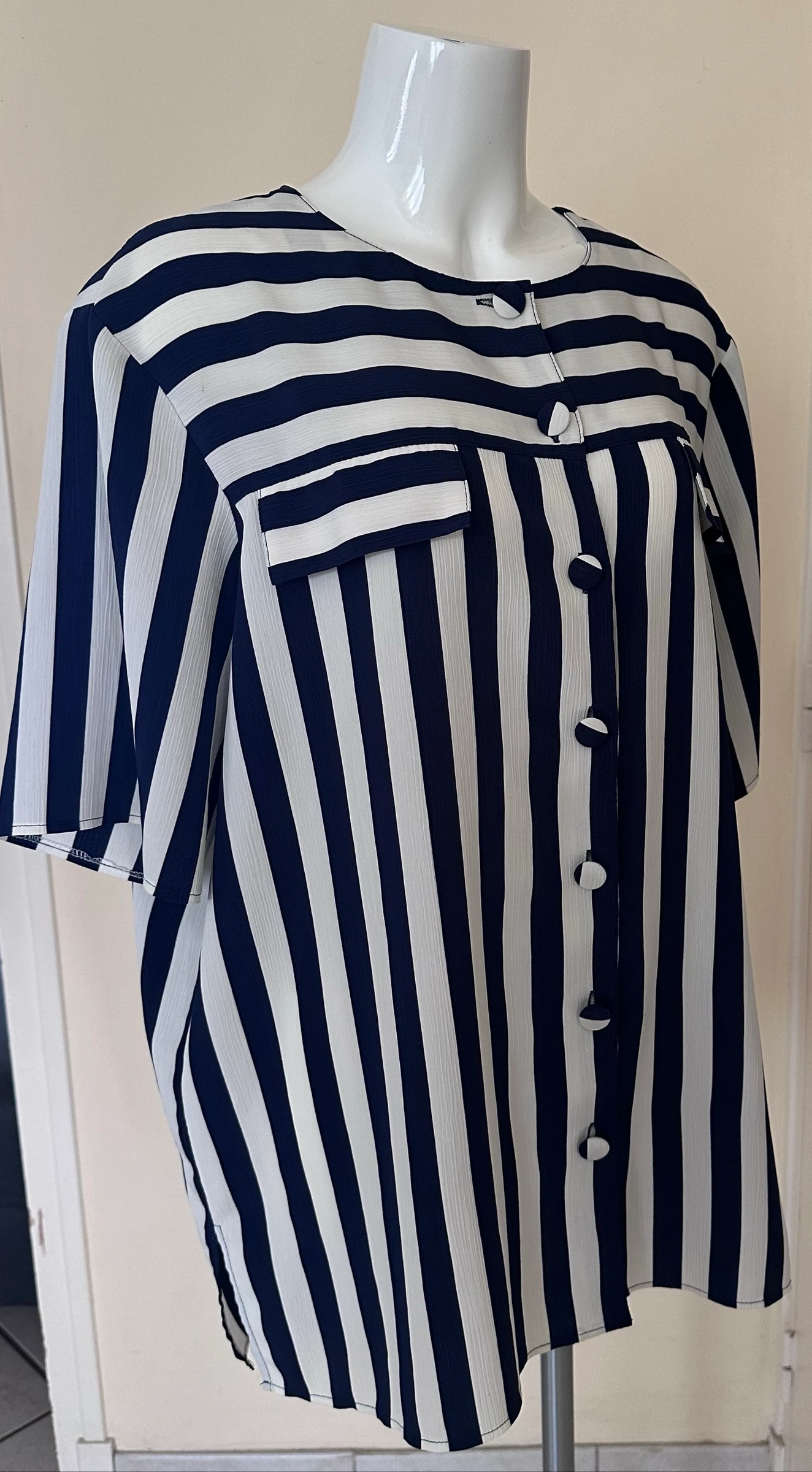 Canda marineblauw & wit gestreept overhemd – Maat 46 – Impeccabele staat – photo 9